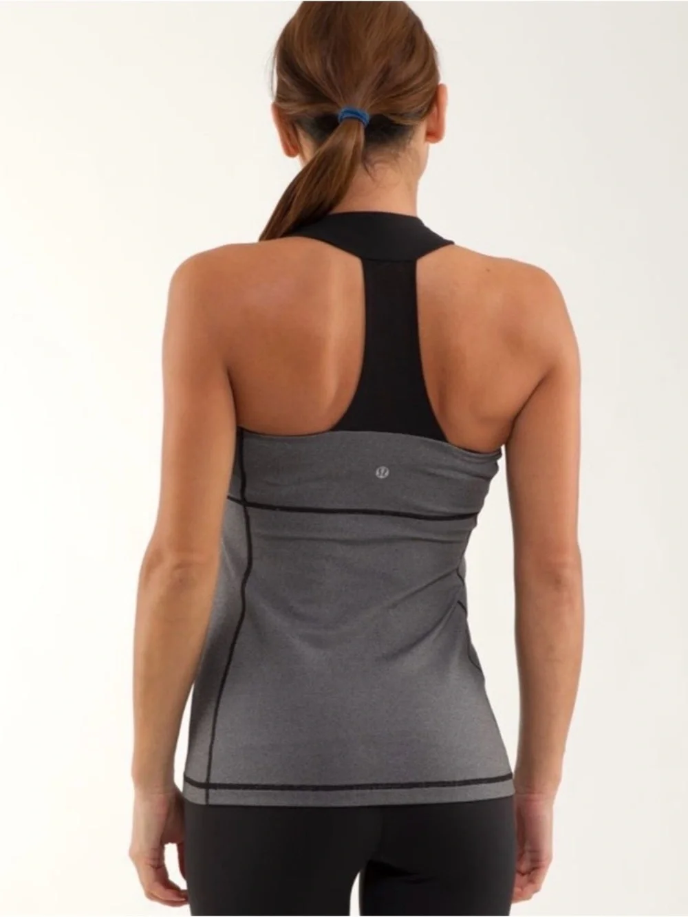 Lululemon Scoop Neck Tank in White Black Microstripe/Black